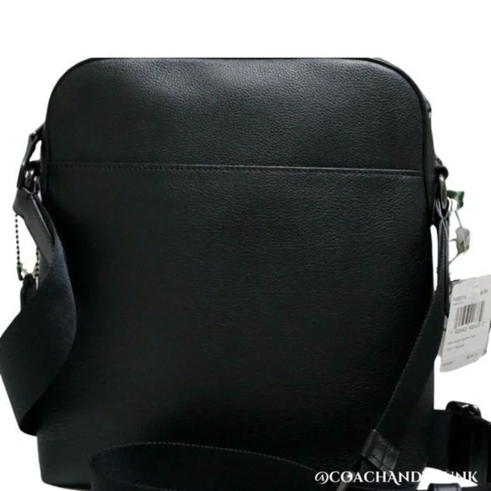 COACH 2PC Leather Houston Flight Bag Black Gunmetal‎ & Zip Card Case NWT